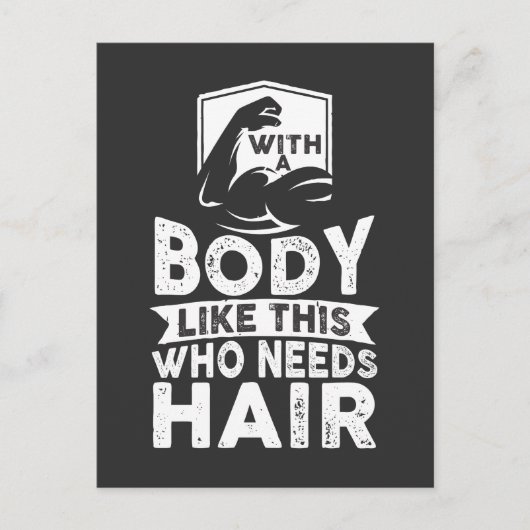 Funny Bodybuilder No Hair Bald Head Athlete Postkarte (Vorderseite)