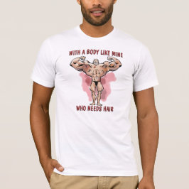 Funny Bodybuilder Posing Bald Head Spaß T-Shirt