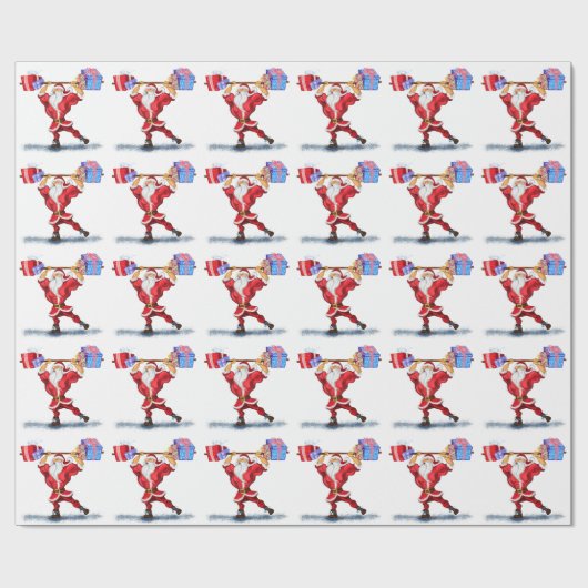 Funny Bodybuilder Santa Claus Wrapping Paper Gesch Geschenkpapier (Flach)
