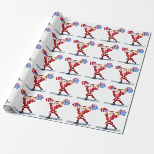 Funny Bodybuilder Santa Claus Wrapping Paper Gesch Geschenkpapier (Ungerollt)