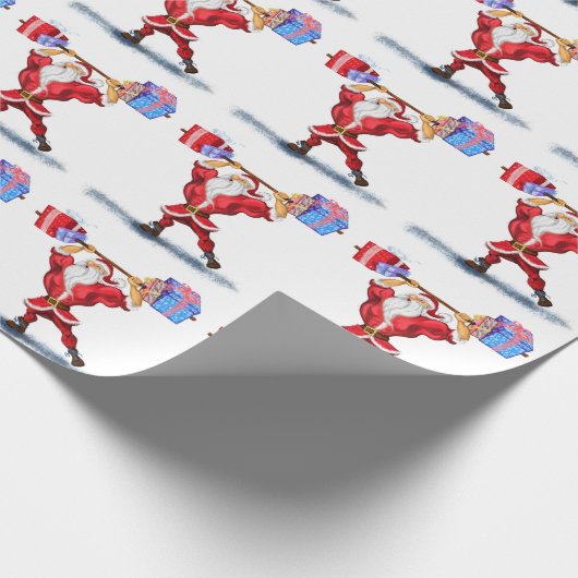 Funny Bodybuilder Santa Claus Wrapping Paper Gesch Geschenkpapier (Ecke)
