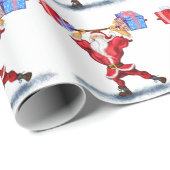 Funny Bodybuilder Santa Claus Wrapping Paper Gesch Geschenkpapier (Rolleneckpunkt)