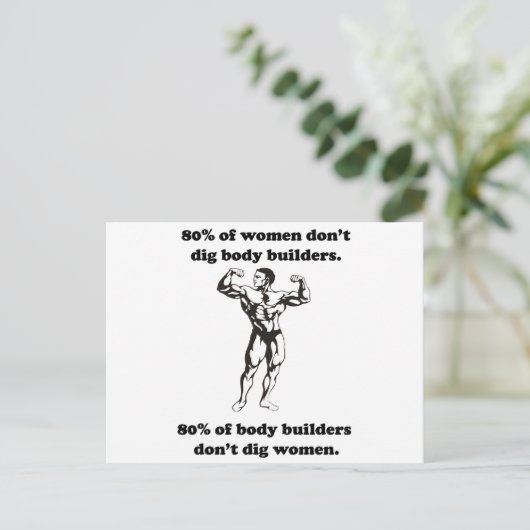 Funny Bodybuilder Shirt Postkarte (Stehend Vorderseite)