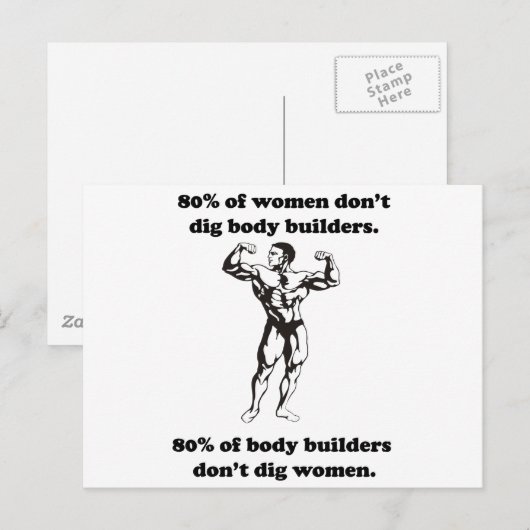 Funny Bodybuilder Shirt Postkarte (Vorne/Hinten)