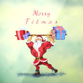 Funny Bodybuilder Weihnachtsmann mit Weihnachtsges Fensteraufkleber (Blatt 3)