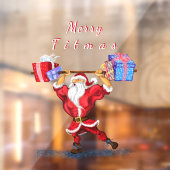 Funny Bodybuilder Weihnachtsmann mit Weihnachtsges Fensteraufkleber (Blatt 2)