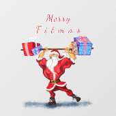 Funny Bodybuilder Weihnachtsmann mit Weihnachtsges Fensteraufkleber (Blatt)