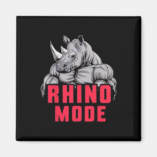 Funny Bodybuilding Rhino Mode Workout Fitness Gym Magnet (Vorne)