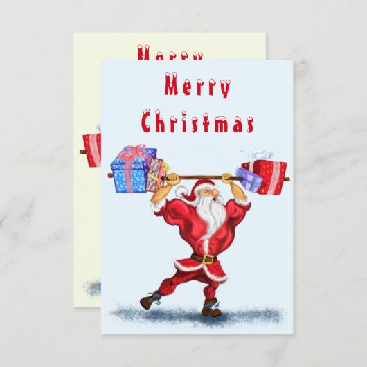 Funny Bodybuilding Weihnachtskarte Fitness Santa (Vorne/Hinten)