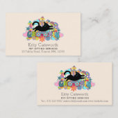 Funny Boho Hippie Retro Pet Sitting Service Visitenkarte (Vorne/Hinten)