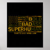 Funny Bold Bad Superhuman Fathers Day Gag Gift Gra Poster (Vorne)