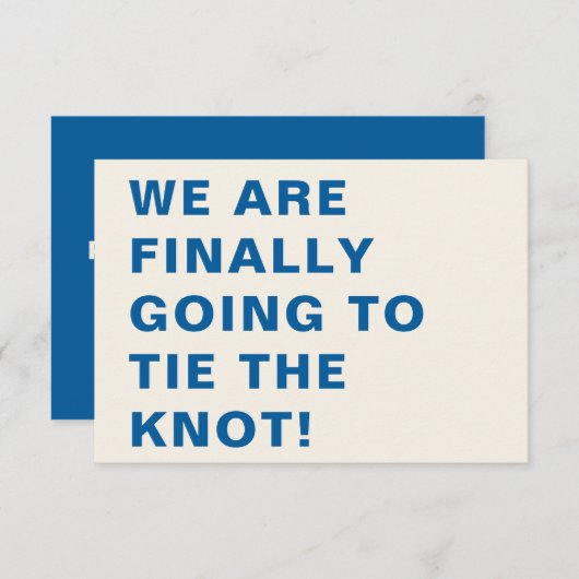 Funny Bold Modern Cobalt Blue Typografy Wedding Save The Date (Vorne/Hinten)