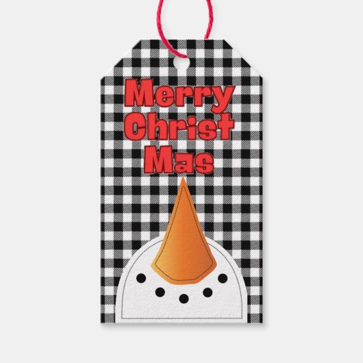 Funny Bold Snowman Frohe Weihnachten Rustikales La Geschenkanhänger (Vorderseite)