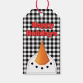 Funny Bold Snowman Happy Holidays Rustikales Land Geschenkanhänger (Vorderseite)