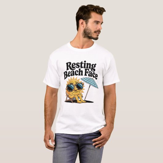 Funny Bold White Restruving Beach Face Sommer T-Shirt (Vorne ganz)