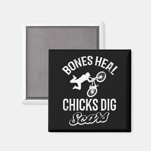 Funny Bones Heal Chicks Dig S Bmx Biking  Magnet (Vorderseite/Rückseite)