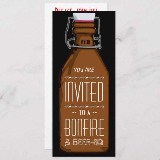 Funny Bonfire & Bier BQ Grillparty Engagement Part Einladung (Vorne/Hinten)