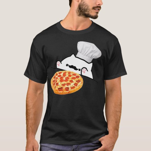 Funny Bongo Cat Pizza Koch Dank Memes T-Shirt (Vorderseite)