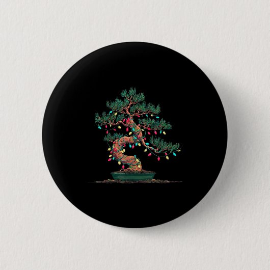 Funny Bonsai Tree Christmas Graphics Lights Lover Button (Vorderseite)
