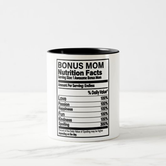Funny Bonus Mama Nutrition Fakten Zweifarbige Tasse (Mittel)
