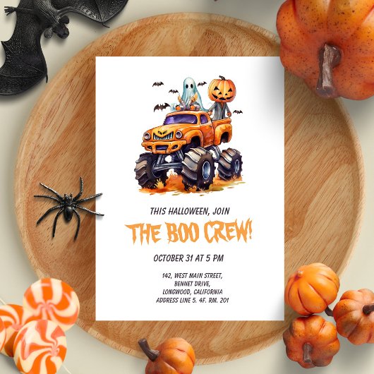 Funny Boo Crew Moderne Kinder Halloween-Party Einladung