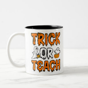 Funny Boo Ghost Trick Or Teach Ghost Teacher Hallo Zweifarbige Tasse