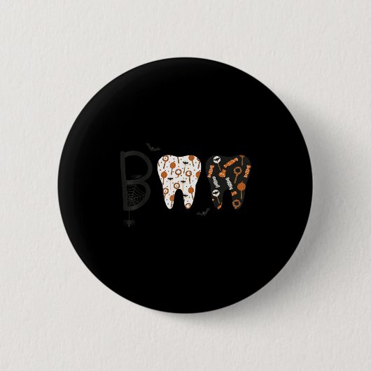 Funny Boo Halloween Candy Dentist Teeth Men Women Button (Vorderseite)