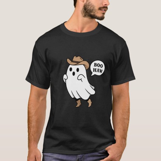 Funny "Boo Haw" Cute Cowboy Ghost Pun T-Shirt (Vorderseite)