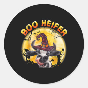 Funny Boo Heifer Kuh Rind Bauer Halloween Geschenk Runder Aufkleber