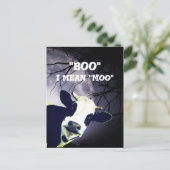 Funny Boo I gemein Moo Cow Moon Halloween Card Postkarte (Stehend Vorderseite)