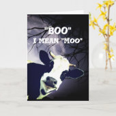Funny Boo I gemein Moo Cow Moon Halloween Karte (Gelbe Blume)
