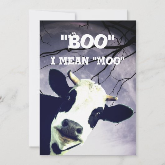 Funny Boo I gemein Moo Cow Moon Halloween-Party Einladung (Vorderseite)