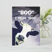 Funny Boo I gemein Moo Cow Moon Halloween-Party Einladung (Stehend Vorderseite)