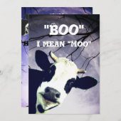 Funny Boo I gemein Moo Cow Moon Halloween-Party Einladung (Vorne/Hinten)