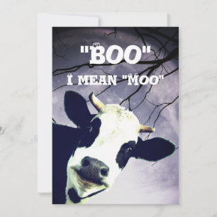 Funny Boo I gemein Moo Cow Moon Halloween-Party Einladung