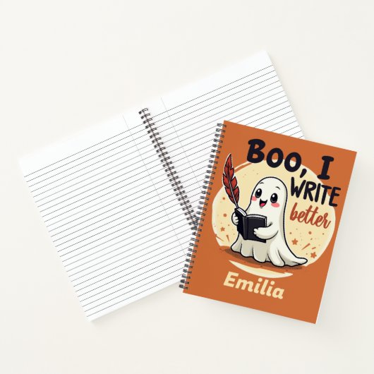 Funny Boo I Write Better Name Halloween Notebook Notizblock (Innenseite)