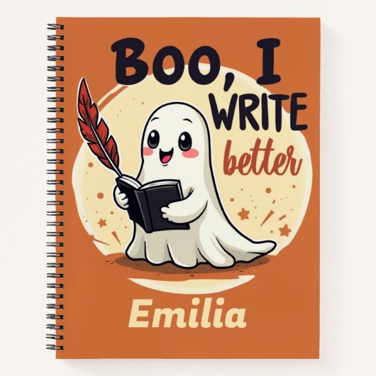 Funny Boo I Write Better Name Halloween Notebook Notizblock (Vorderseite)