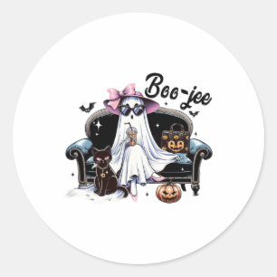 Funny Boo Jee Ghost Halloween Boo Jee Ghost Spooky Runder Aufkleber