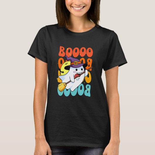 Funny Boo mit Geist und Pumpkins für Halloween Co T-Shirt (Vorderseite)