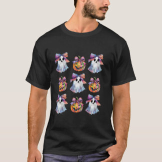 Funny Boo Pumpkin Halloween Coquette Bow Ghost Spo T-Shirt