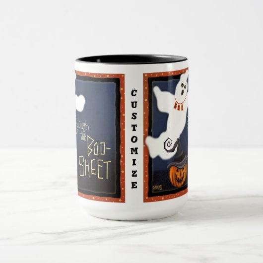 Funny Boo Sheet Niedlich Ghost individuell anpassb Tasse (Zentrum)