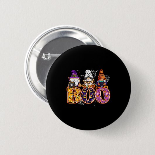 Funny Boo Witch Sipders Pumpkins Happy Halloween G Button (Vorne & Hinten)