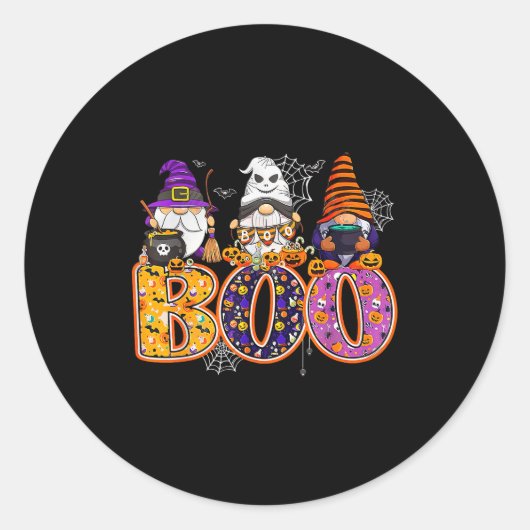 Funny Boo Witch Sipders Pumpkins Happy Halloween G Runder Aufkleber (Vorderseite)