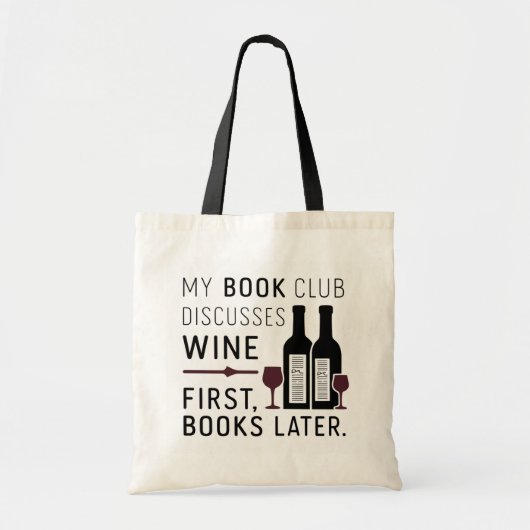 Funny Book Club Wine Quote Bag Tragetasche (Vorne)