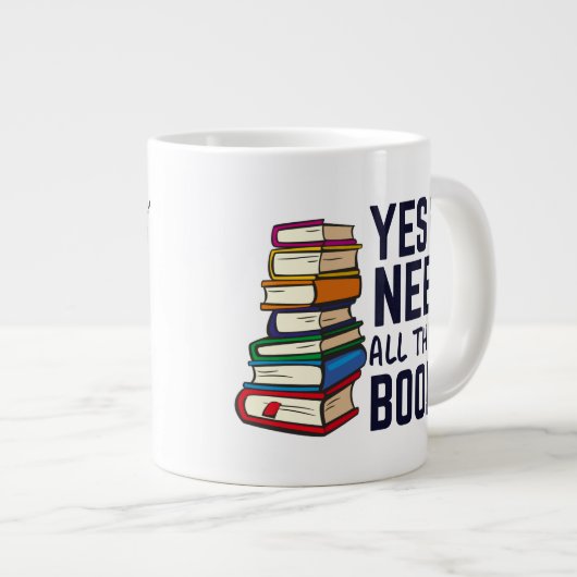 Funny Book Collector | Zum Lesen hinzugefügt Jumbo-Tasse (Vorderseite Rechts)