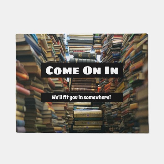 Funny book Liebhaber willkommen mit Stapel von Büc Fußmatte (Vorderseite)