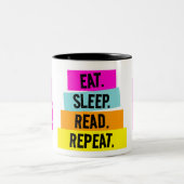 Funny Book Lover Eat Sleep Lesen Wiederholung Zweifarbige Tasse (Mittel)