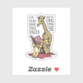 Funny Book Lover Giraffe Long Form Tall Tales Lese Aufkleber (Blatt)