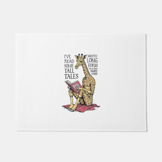 Funny Book Lover Giraffe Long Form Tall Tales Lese Fußmatte (Vorderseite)