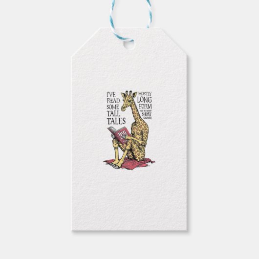 Funny Book Lover Giraffe Long Form Tall Tales Lese Geschenkanhänger (Vorderseite)